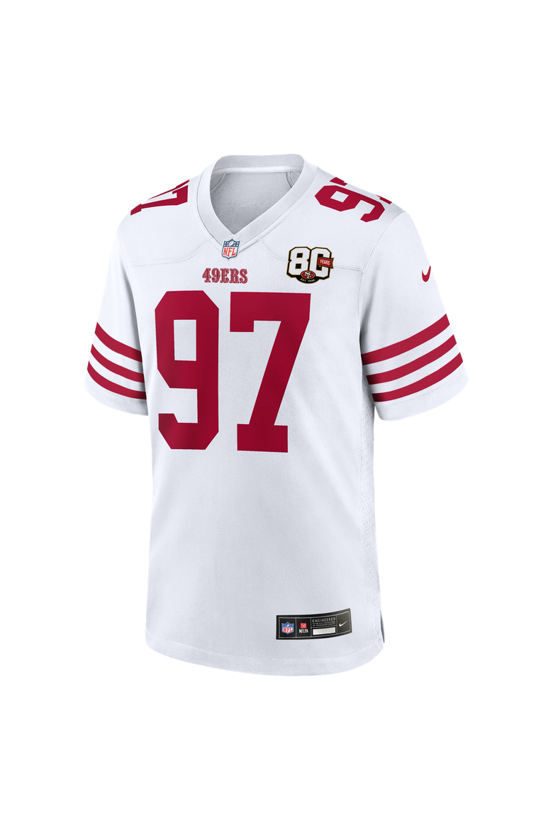 Men's Nike Nick Bosa White San Francisco 49ers 80th Anniversary Game Jersey, Alternate, color, White