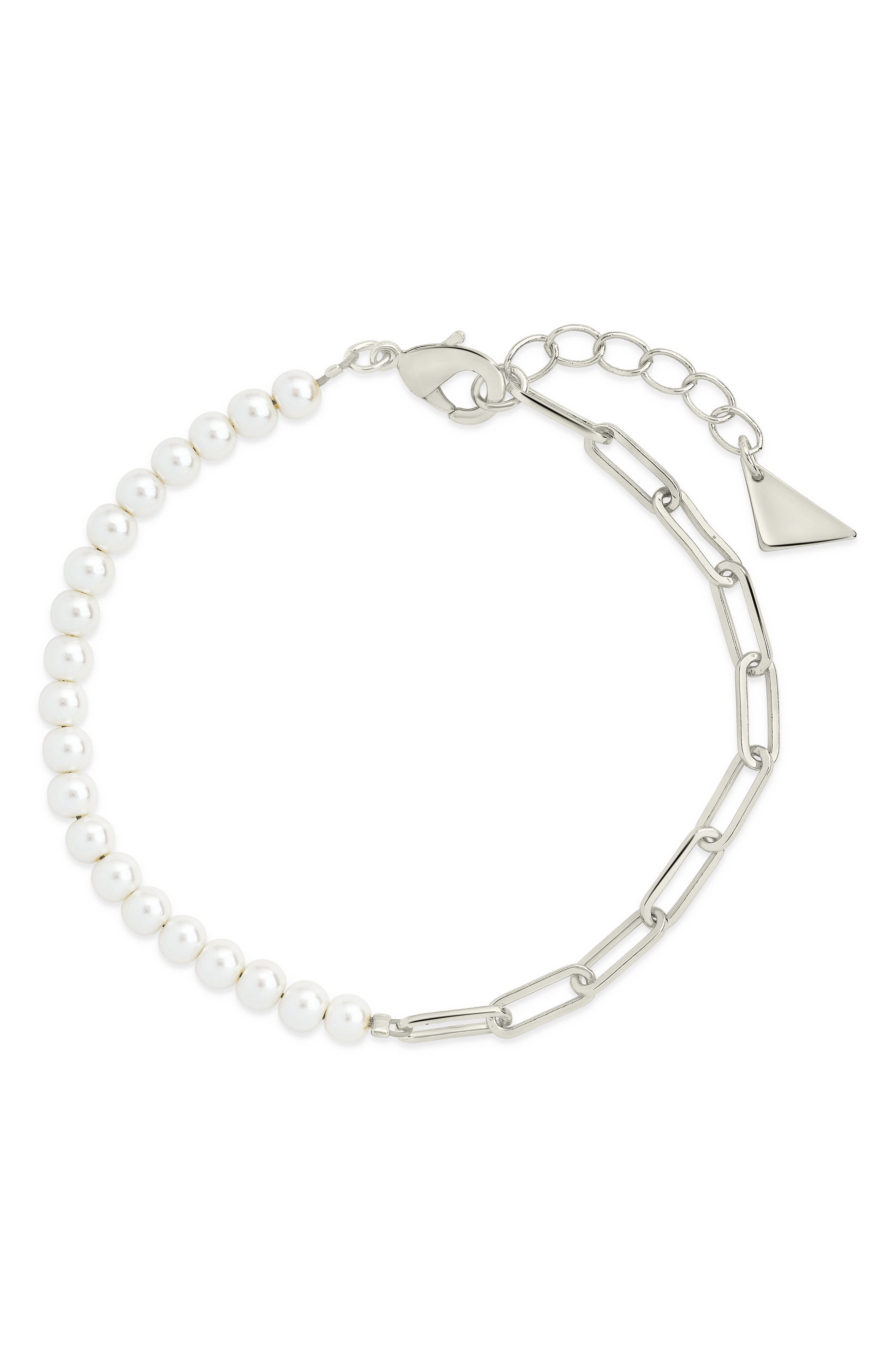 Sterling Forever River Pearl & Paper Clip Chain Bracelet