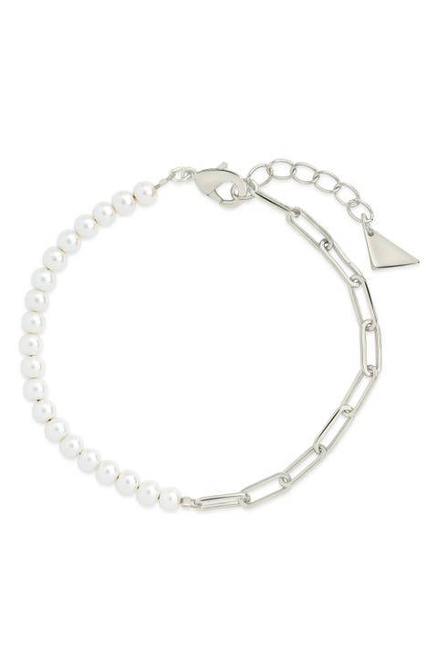 River Pearl & Paper Clip Chain Bracelet