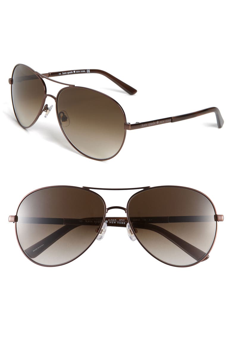 metal aviator sunglasses, Main, color, BROWN