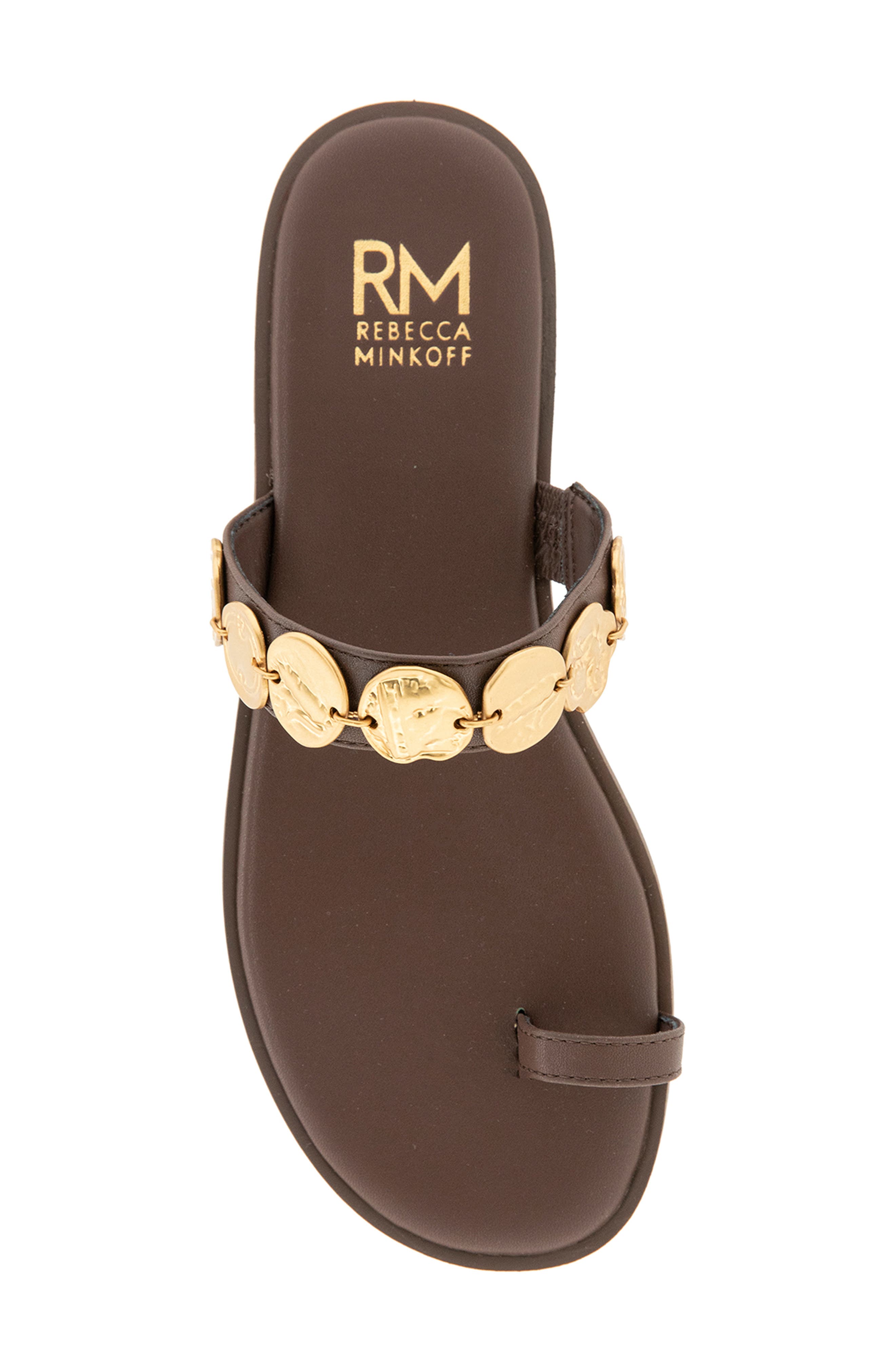 Claire Coin Toe Loop Sandal, Alternate, color, DARK BROWN