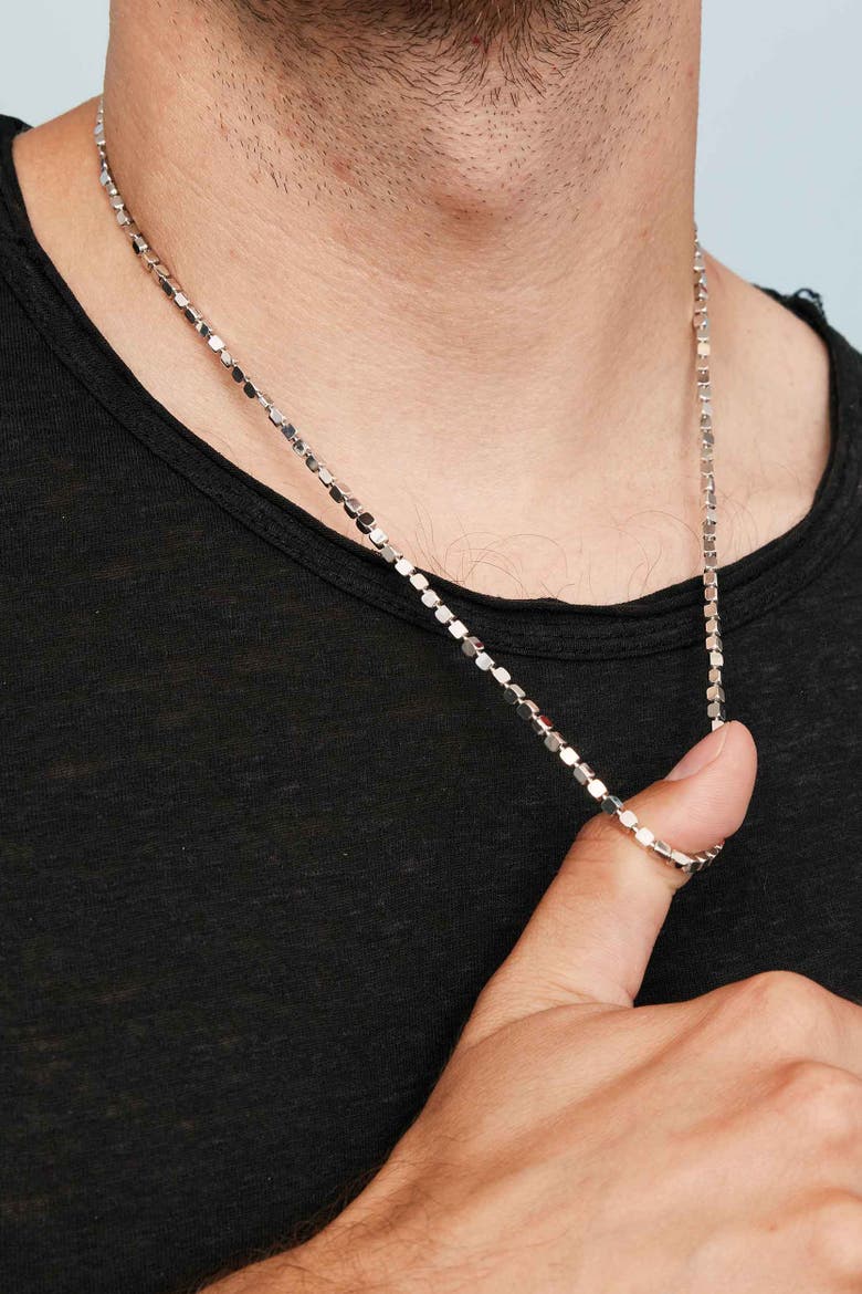 Sterling Silver Modern Cube Link Necklace, Alternate, color, Sterling Silver