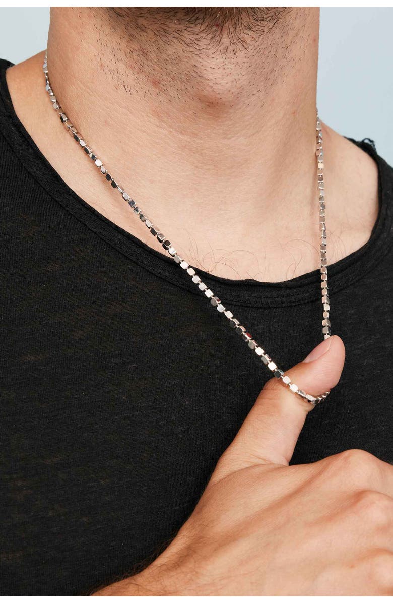 Oradina Sterling Silver Modern Cube Link Necklace, Alternate, color, Sterling Silver