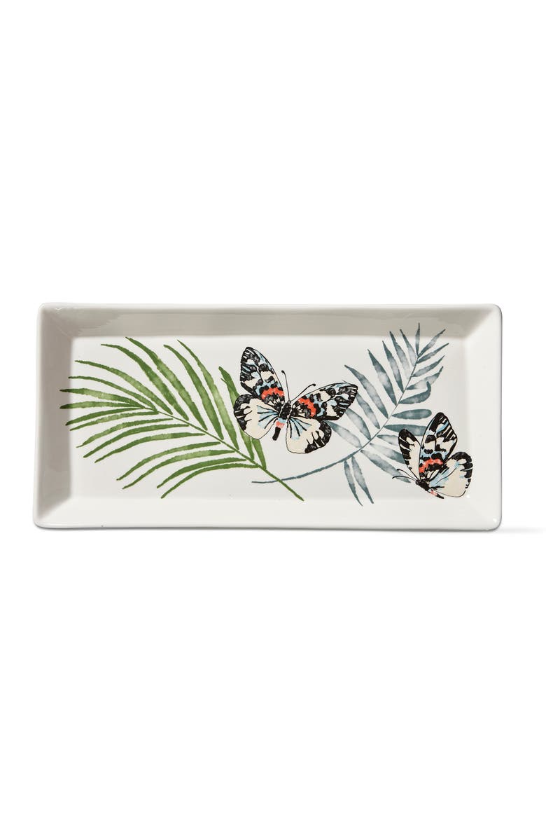 tag Palm and Butterfly Multicolor Ceramic Serving Platter, Main, color, Multicolored
