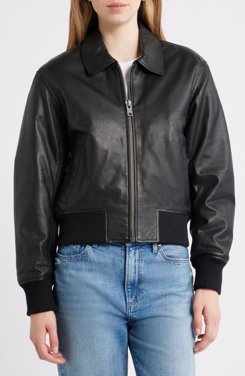 Schott Nyc Leather Bomber Jacket In Black