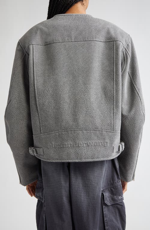 Alexander Wang Oversized Boxy Moto Jacket In Grey