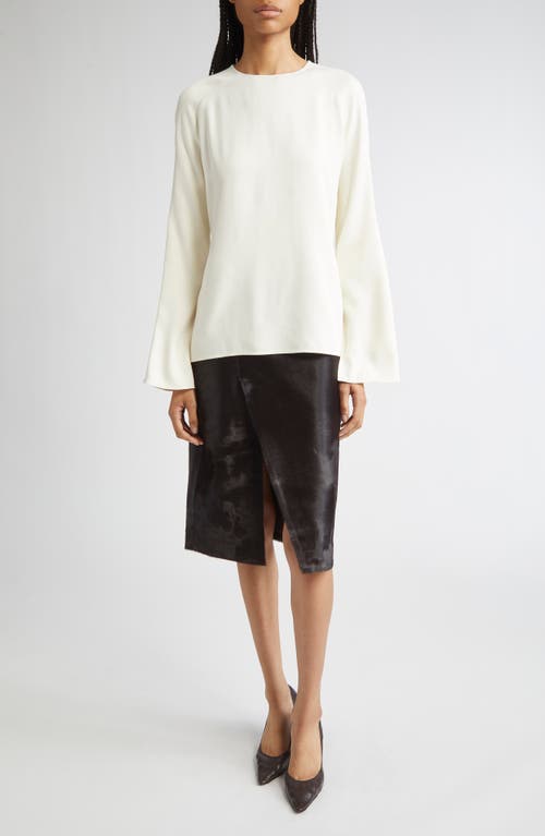 Loulou De Saison Myra Asymmetric Genuine Calf Hair Midi Skirt In Brown