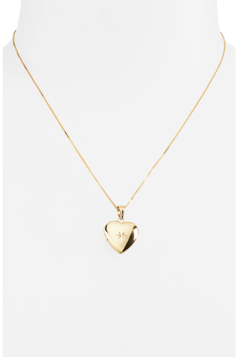 Engraved Star Heart Locket Necklace, Alternate, color, GOLD