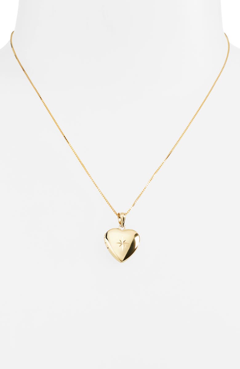 Argento Vivo Sterling Silver Engraved Star Heart Locket Necklace, Alternate, color,