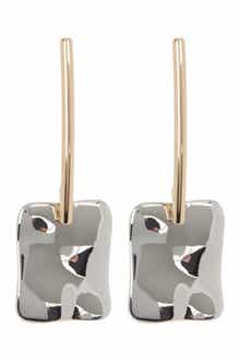 Nordstrom Two-Tone Molten Rectangle Drop Earrings