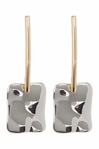 Nordstrom Two-Tone Molten Rectangle Drop Earrings