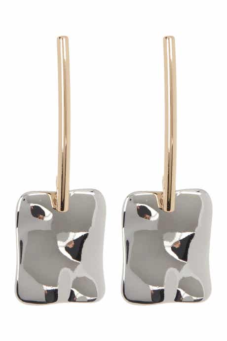 Nordstrom Two-Tone Molten Rectangle Drop Earrings