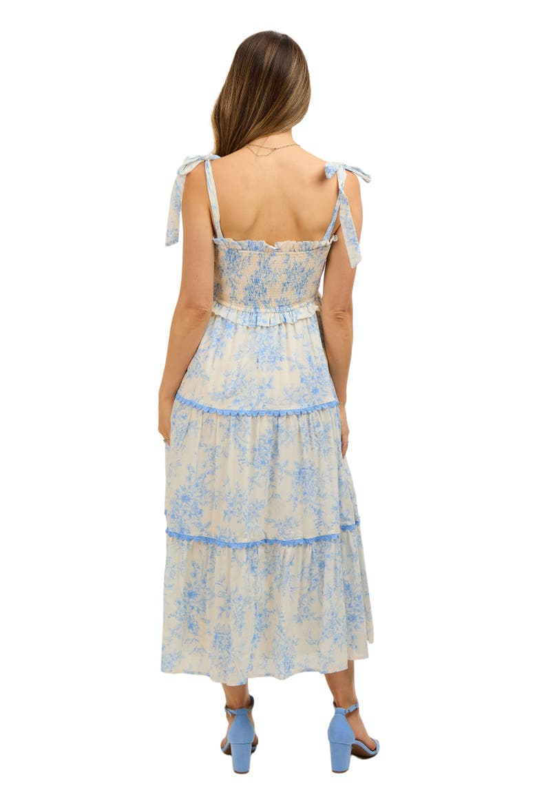 Floral Sleeveless Ruffle Tiered Midi Dress, Alternate, color, Light Blue