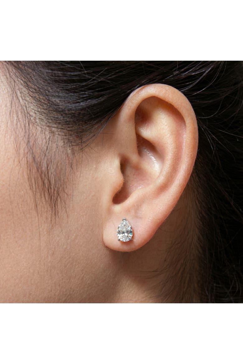 2 Ct Lab Grown Pear Shape Diamond Studs 14k Gold Earrings, Alternate, color, 14k White Gold