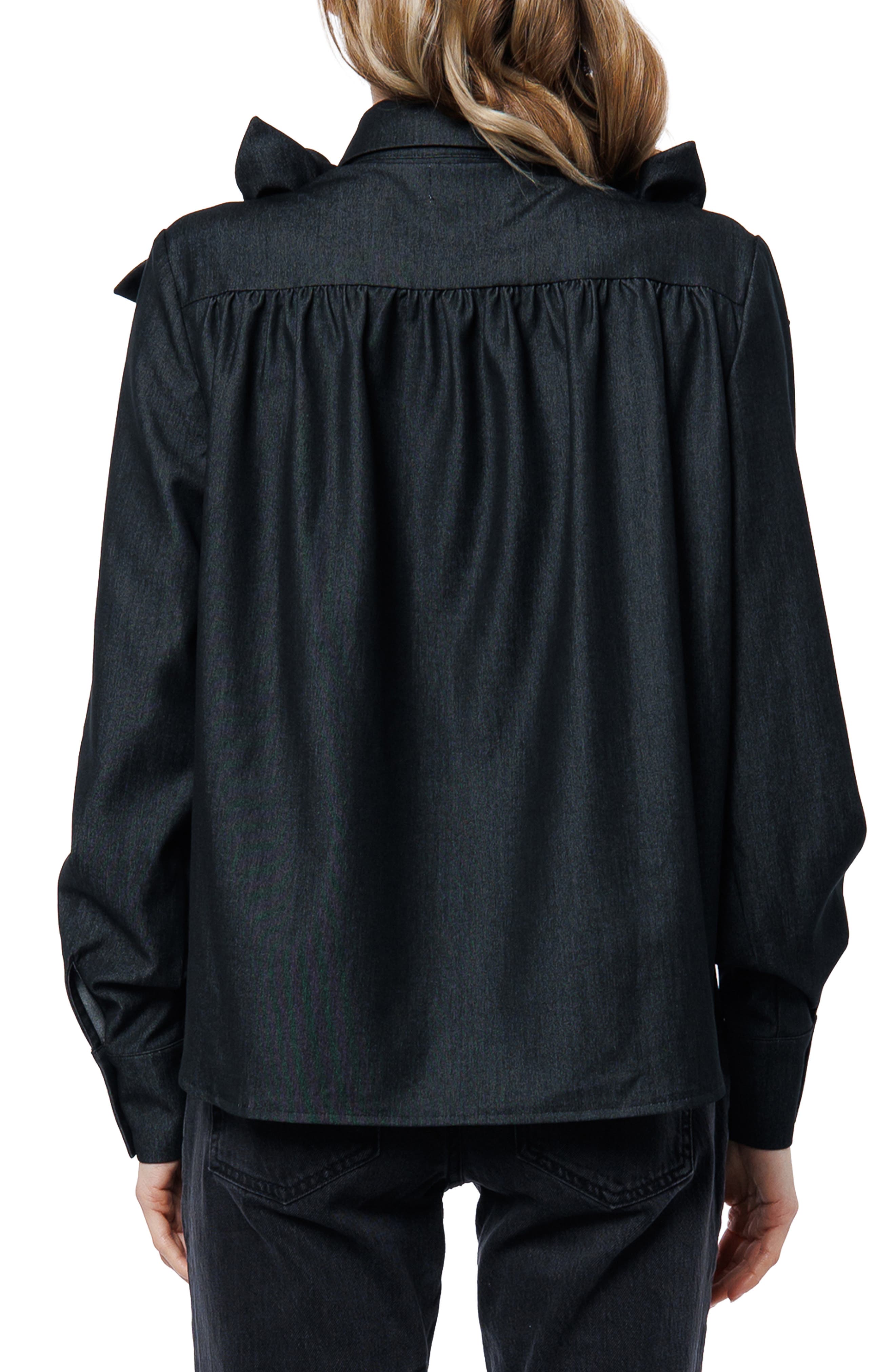 Ivan Rosette Detail Denim Button-Up Shirt - image 2