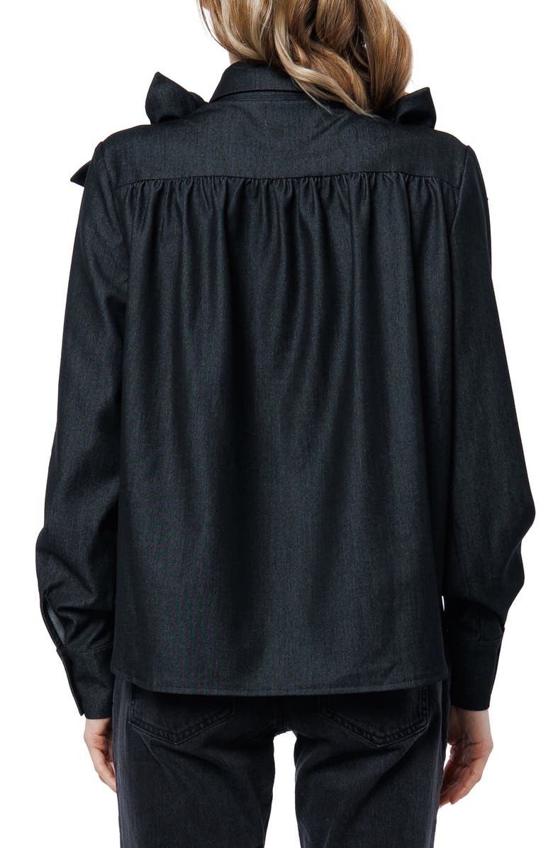 CIEBON Ivan Rosette Detail Denim Button-Up Shirt, Alternate, color, Denim Black