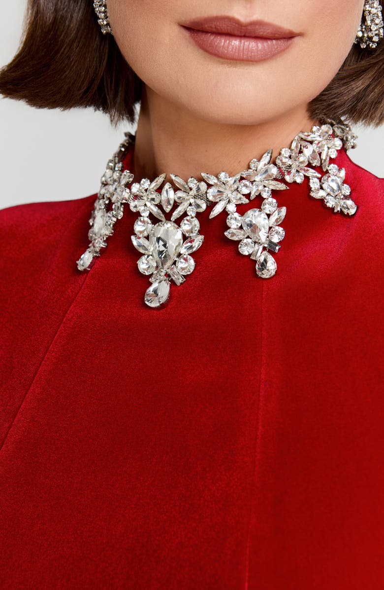 NADINE MERABI Simone Embellished Velvet Minidress, Alternate, color, Red