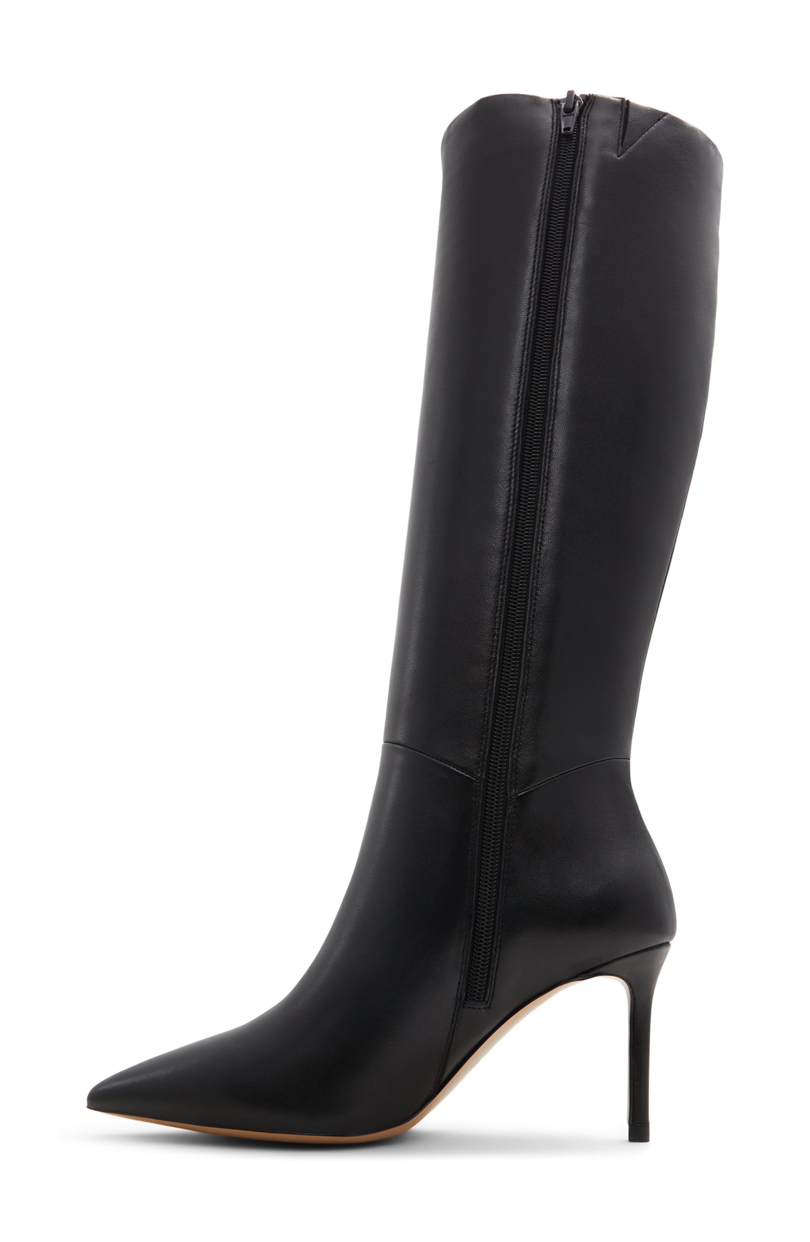 ALDO Laroche Pointed Toe Knee High Boot, Alternate, color, Black