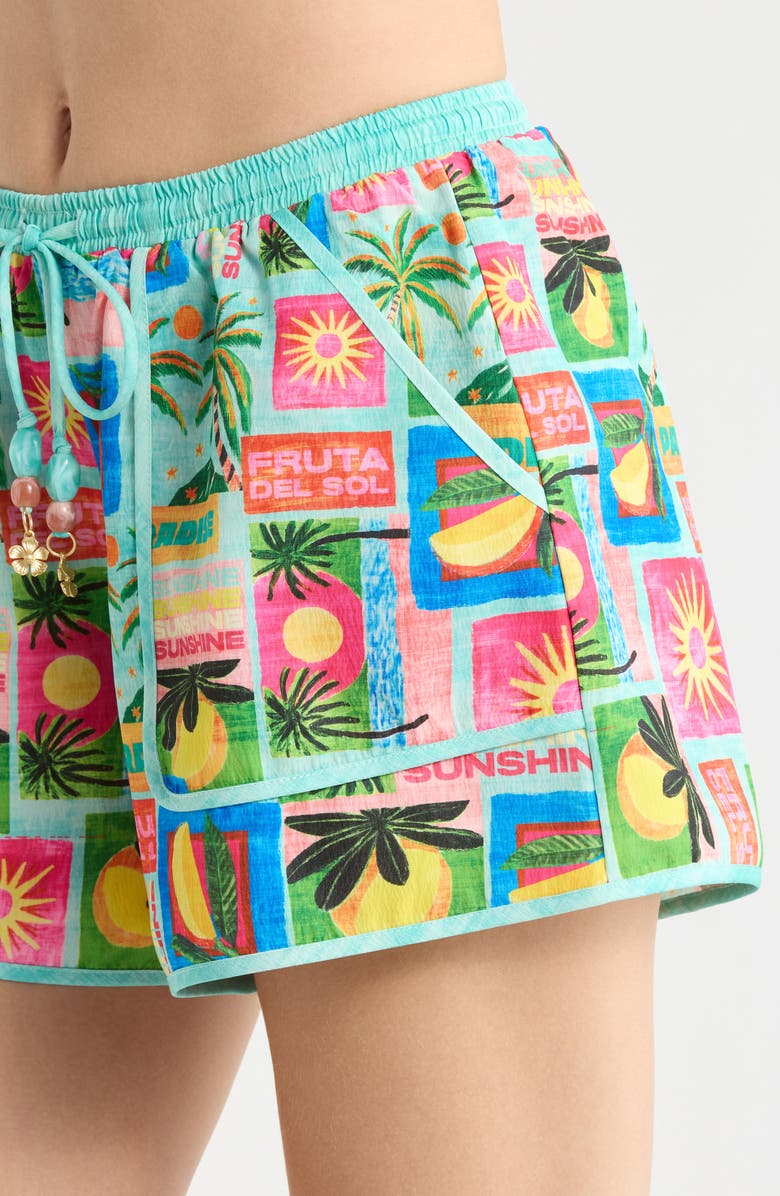 Kulani Kinis Essentials Print Cover-Up Shorts, Alternate, color, Ocean Honey