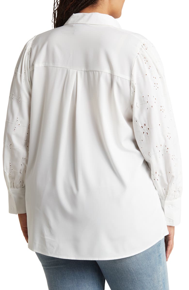 Forgotten Grace Embroidered Eyelet Long Sleeve Button-Up Shirt, Alternate, color, 