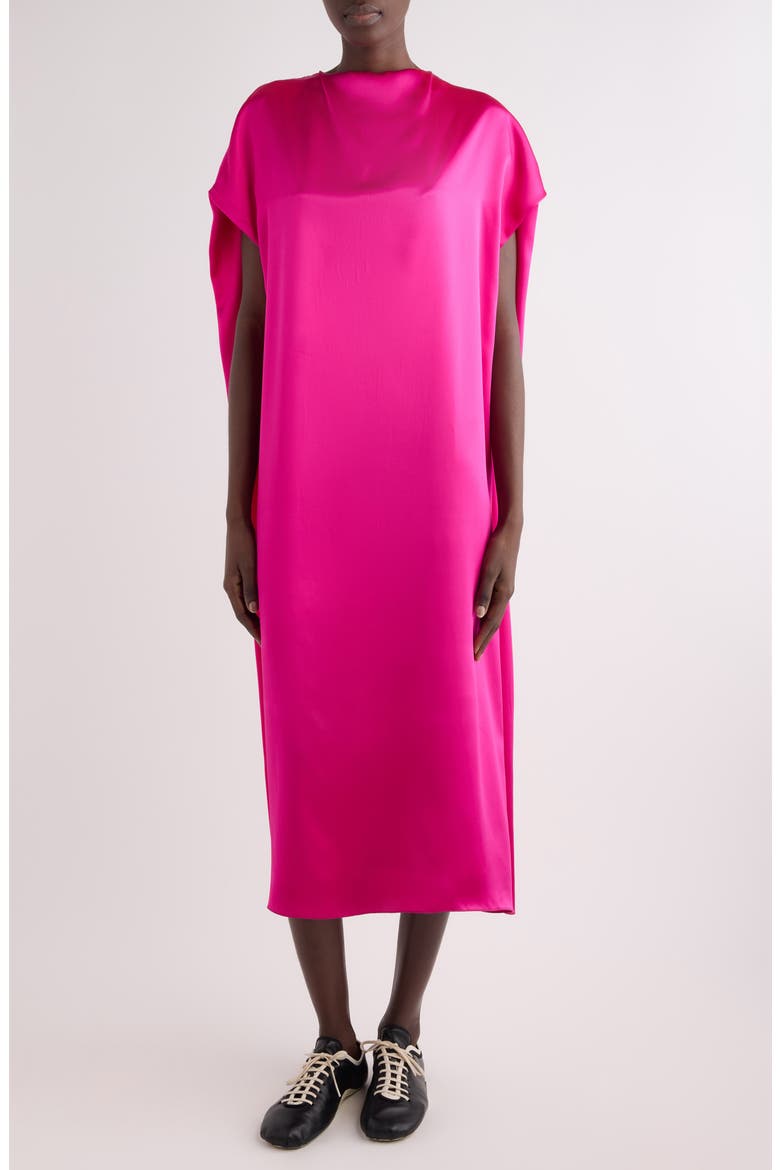 Silk Satin Cape Dress, Main, color, FUCHSIA