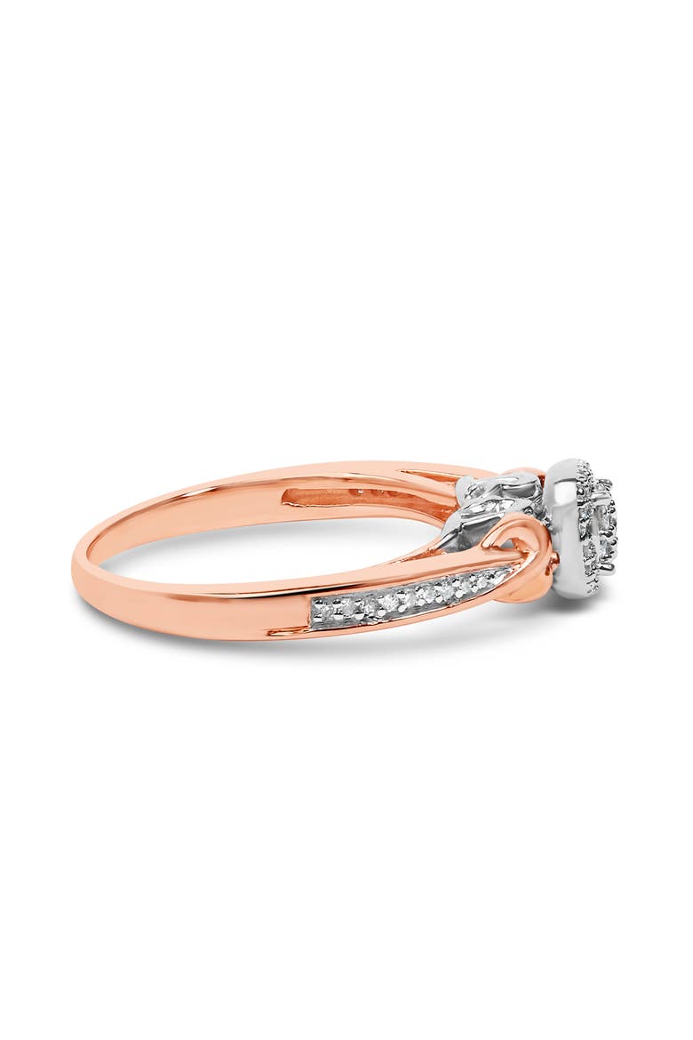 14K Rose Gold Plated Sterling Silver 1/6 Cttw Diamond Knot Cluster Ring, Alternate, color, White Gold over Silver