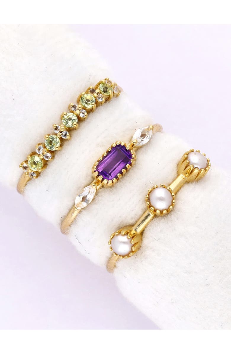 YS GEMS Amethyst, Peridot & Freshwater Pearl Ring Set, Alternate, color, 