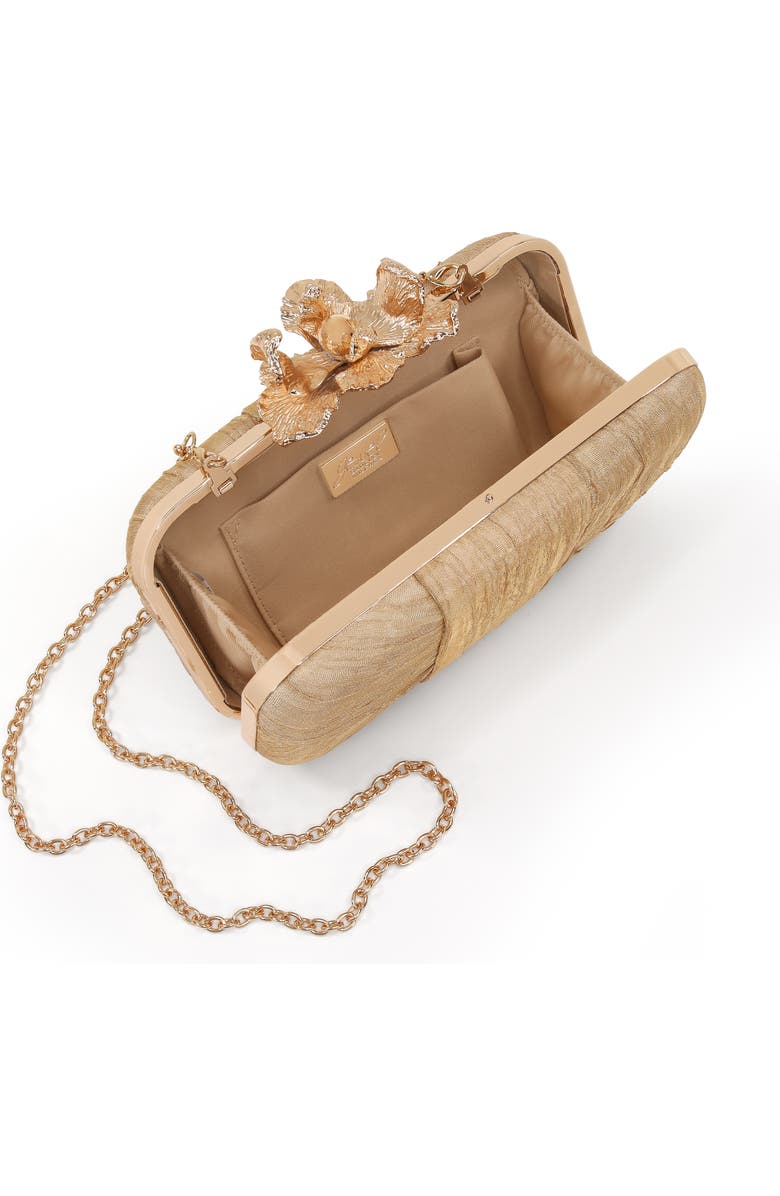 Jewel Badgley Mischka Leilani Gold Lame' Gusset Minaudiere, Alternate, color, Gold