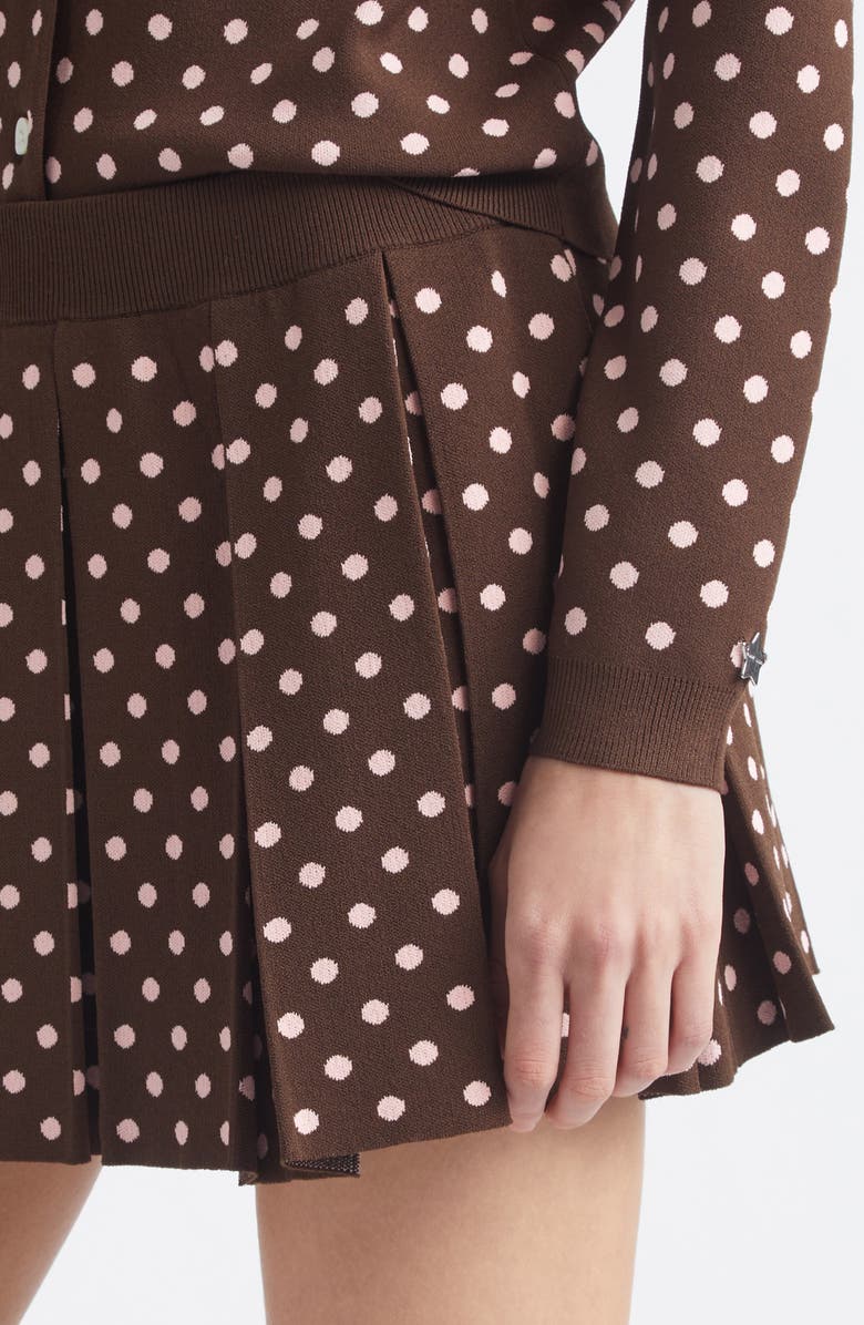 Sandy Liang Ermine Pleated Dot Jacquard Miniskirt, Alternate, color, Brown Multi