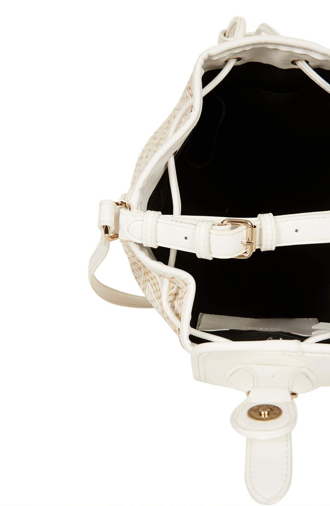 Woven Straw Panel Duffle Bag, Alternate, color, WHITE