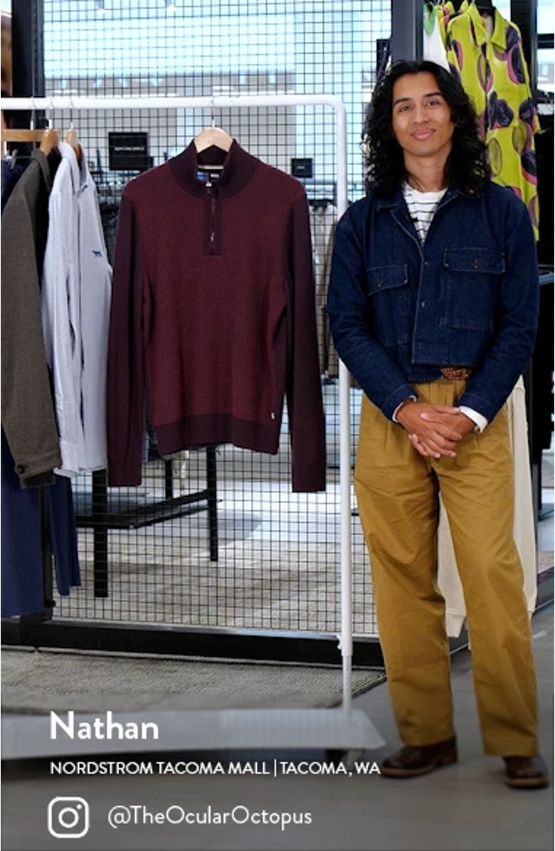 H-Dambino Wool Blend Quarter Zip Sweater, sales video thumbnail