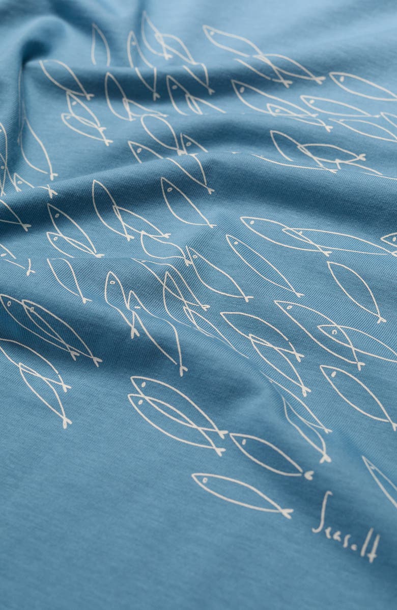 Seasalt Cornwall Midwatch Organic Cotton Graphic T-Shirt, Alternate, color, Shoal Sketch Hydrangea