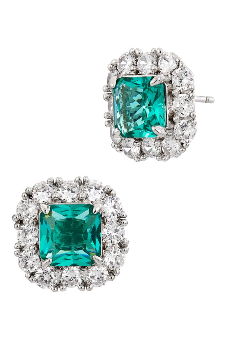 Paraíba Cubic Zirconia Statement Stud Earrings, Main, color, WHITE