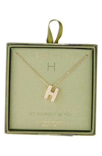 Leith Pavé Cubic Zirconia Initial Pendant Necklace In Gold