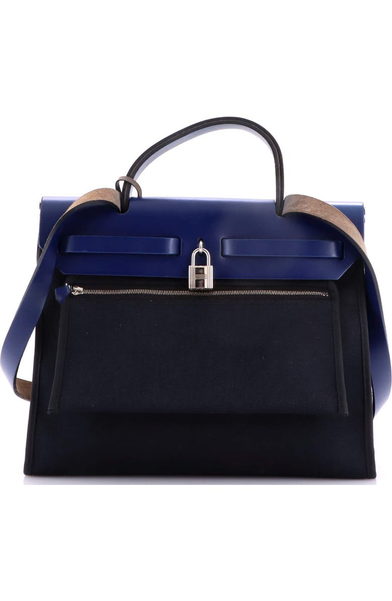 Pre-Owned Hermes Herbag Zip Leather and Toile 31, Alternate, color, Noir