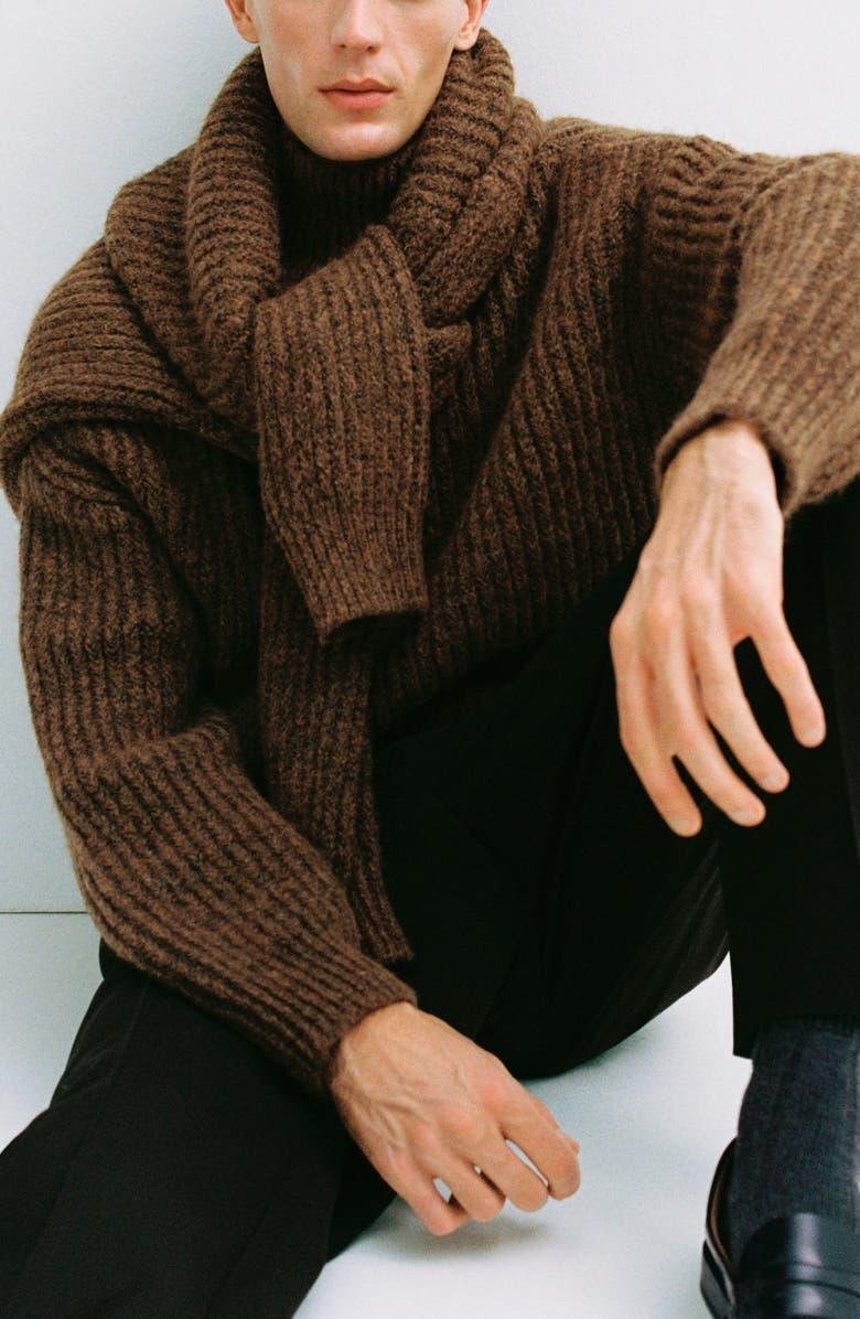 MANGO Rib Mock Neck Sweater, Alternate, color, 