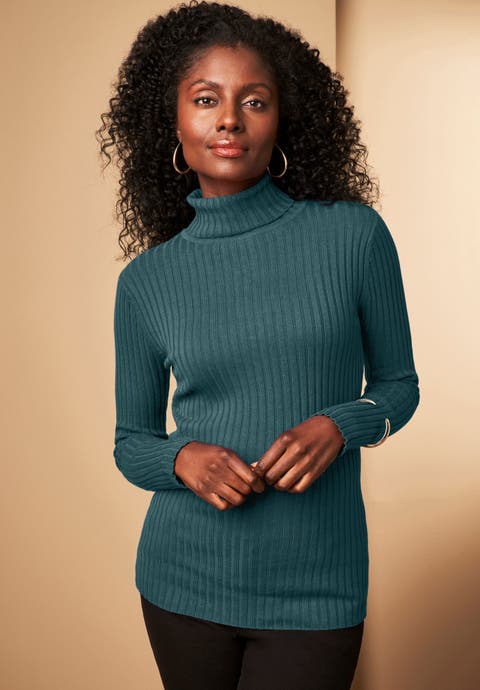 Ribbed Cotton Turtleneck Sweater
