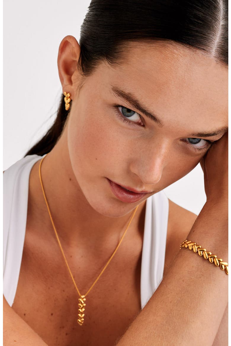 Heart Link Earrings, Alternate, color, Gold