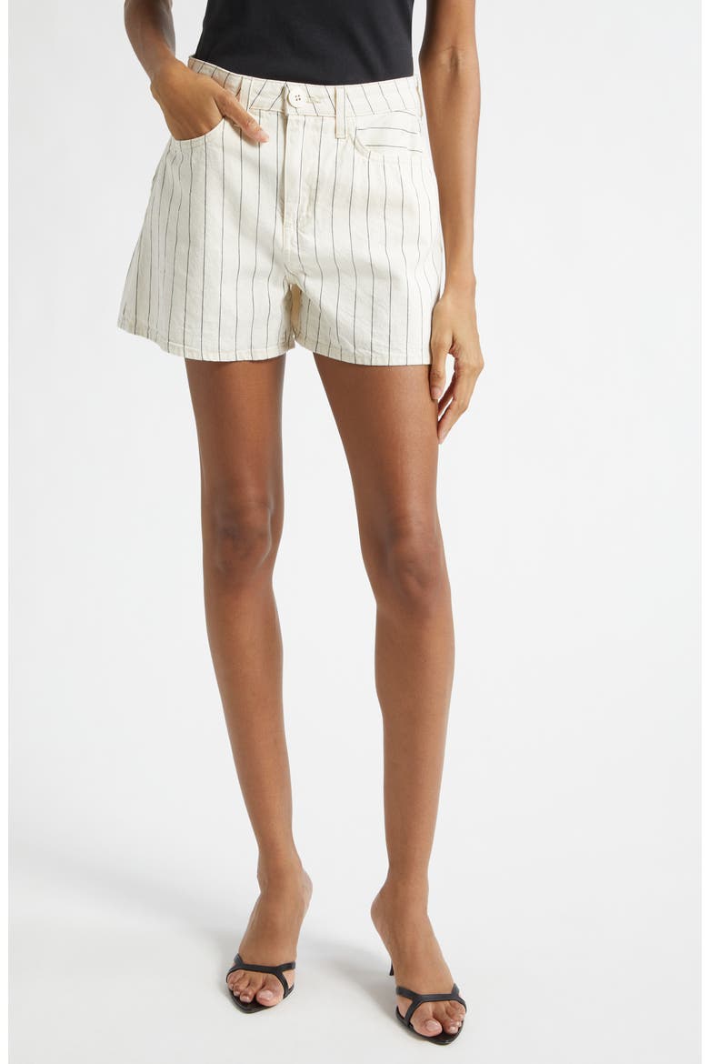 Lissania Pinstripe Shorts, Main, color, ECRU/ NAVY STRIPE