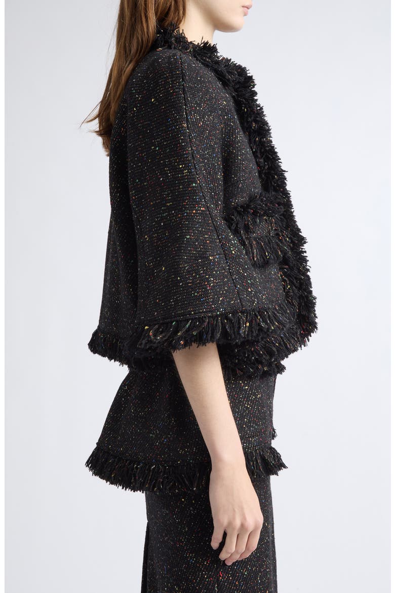 Nep Tweed Jacket, Alternate, color, BLACK