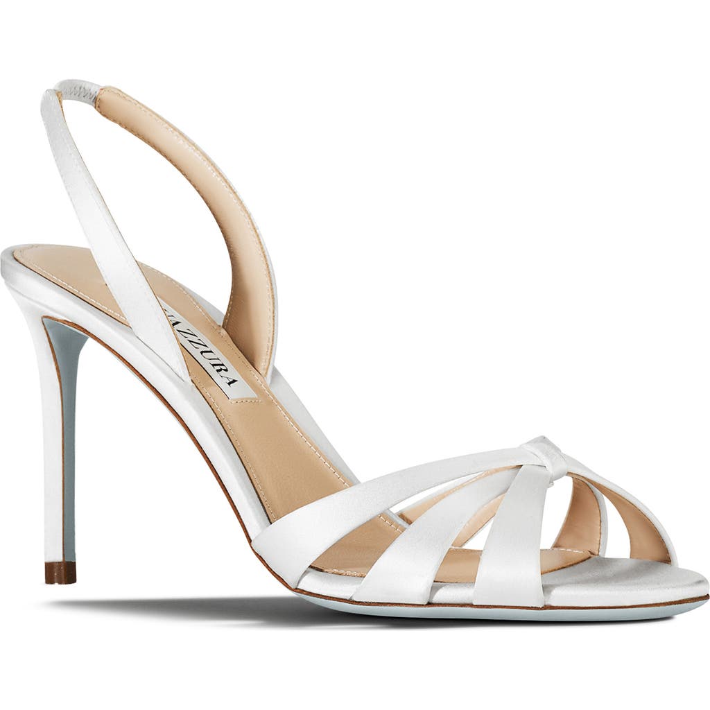 Aquazzura Tati 85 Satin Slingback Sandals In Animal Print