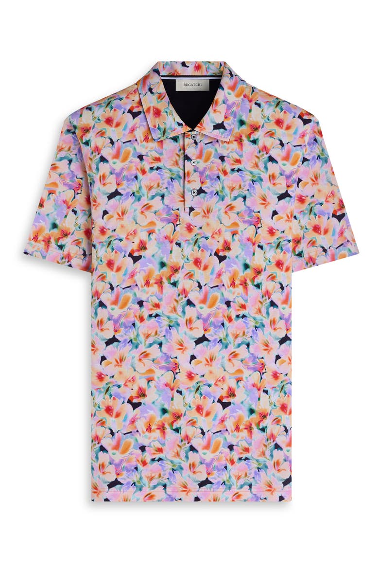 Hendrix Floral Pima Cotton Polo, Alternate, color, PEACH