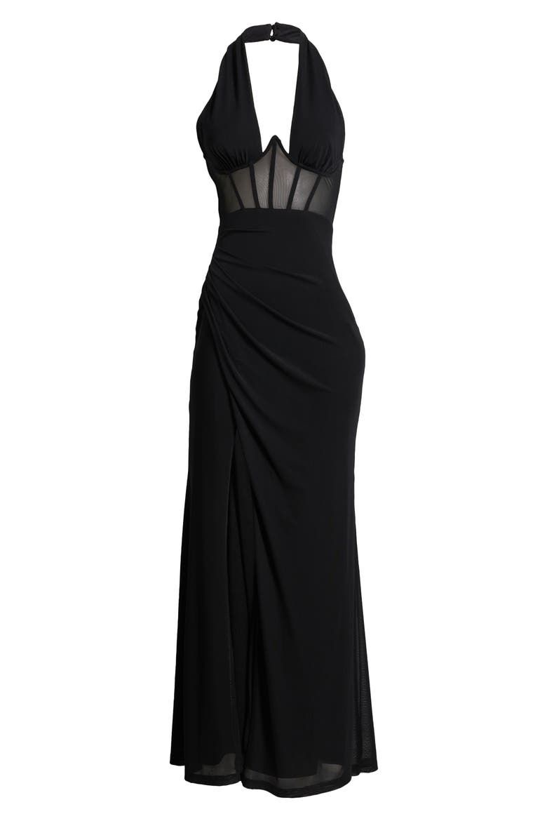 Never Ending Glamour Halter Gown, Alternate, color, BLACK/ BLACK