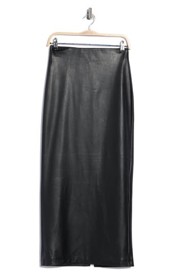 Rdi Soft Touch Faux Leather Midi Skirt In Black