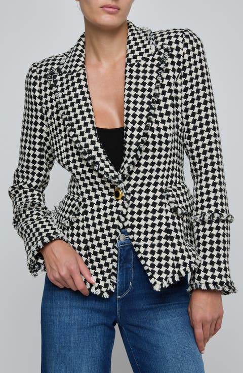 Kaisley Fray Hem One-Button Blazer