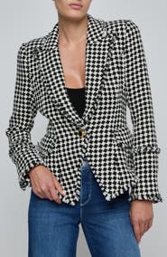 L'AGENCE Kaisley Fray Hem One-Button Blazer