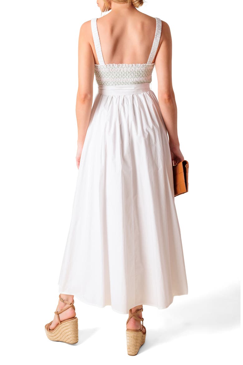Color Smocked Cotton Maxi Dress, Alternate, color, WHITE