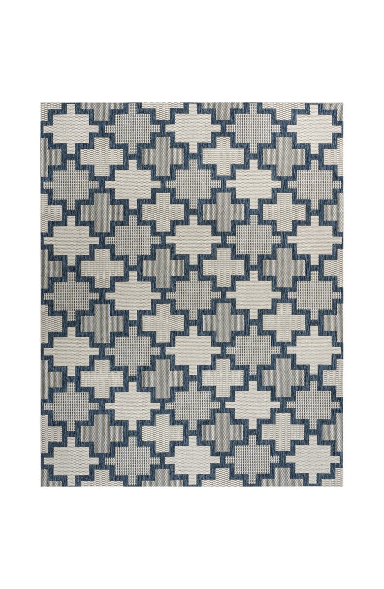JONATHAN Y Cyrus Modern Geometric Tile Pattern Indoor/Outdoor Area Rug, Main, color, Navy/Cream
