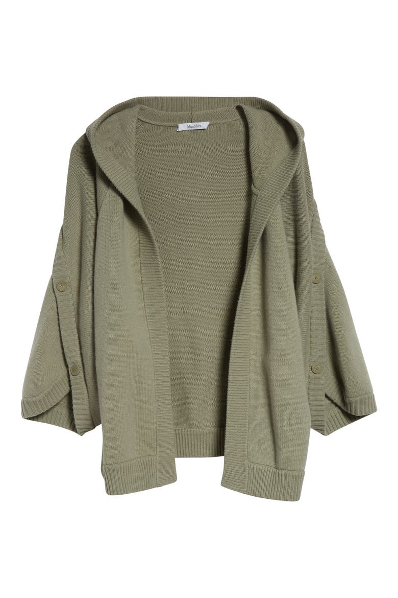 Vals Wool & Cashmere Hooded Cardigan, Alternate, color, SAGE GREEN