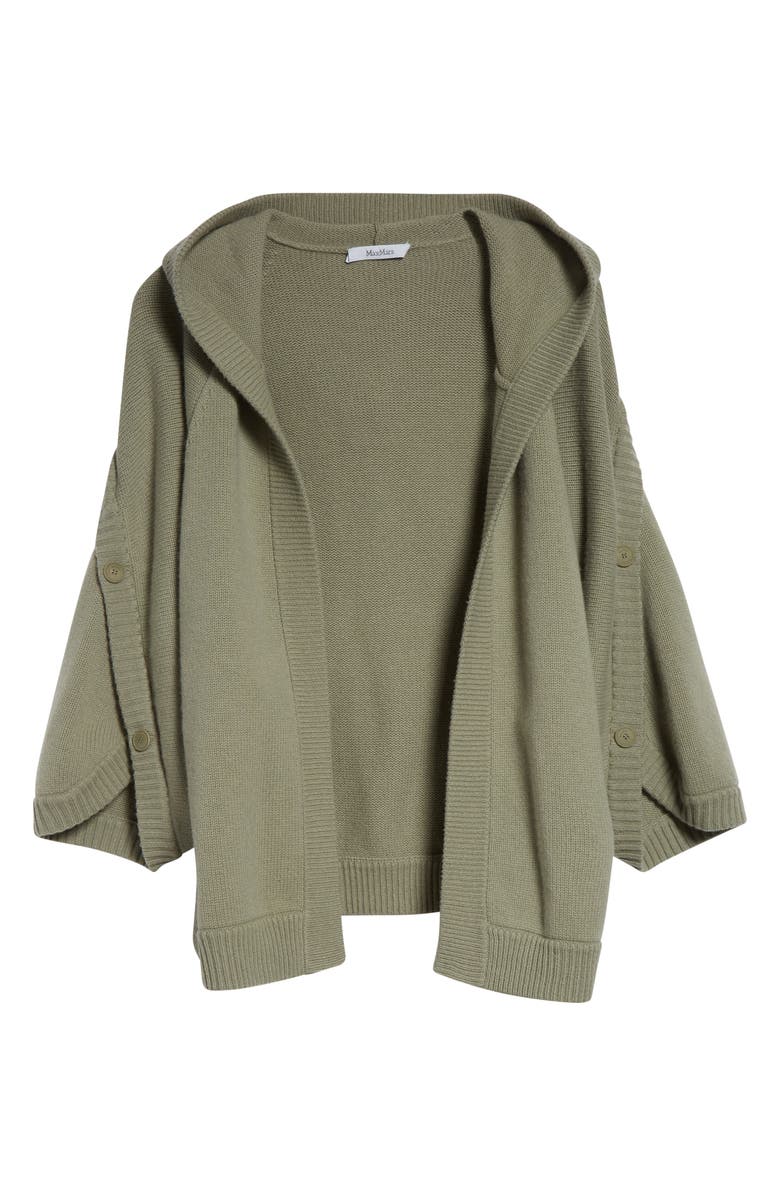 Max Mara Vals Wool & Cashmere Hooded Cardigan, Alternate, color, Sage Green